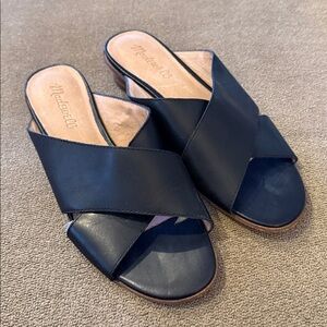 Madewell Black Leather Sandals Heels Shoes L2361 Size 7.5 (TD)